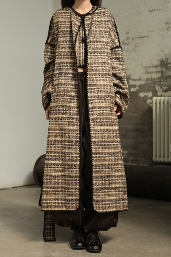 INTO THE EAST 2025 Autumn/Winter Green and Brown Blended Plaid Duffle Vest/Blended Hooded Jacket/Coat ITE-E1DGAW143GBR20CO-LZ Coat (E1DGAW139GBR20VE)